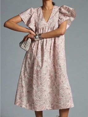 Maeve by Anthropologie Pink Printed Midi Dress